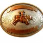 Vintage Nickle Silver Bull Riding Western Cowboy Belt Buckle