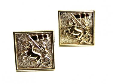 True Vintage Greek / Roman Warrior In Chariot Cufflinks By SWANK 102414