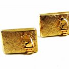 True Vintage Goldtone Horse Chess Piece Trojan Cufflinks By SWANK 102114