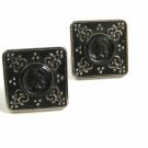 Vintage 19th Century Ladys Profile Siilvertone & Black Cufflinks By SWANK 121714