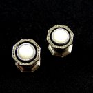 Mother of Pearl & Black Enameled Cufflinks by Snap Link 8714