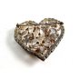 Vintage Dazzling Shiney Silvery & Amber Rhinestones Heart Brooch unmarked