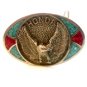 1980 Honda Silver Tone Turquoise & Coral Belt Buckle