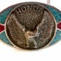 1980 Honda Silver Tone Turquoise & Coral Belt Buckle