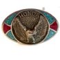 1980 Honda Silver Tone Turquoise & Coral Belt Buckle