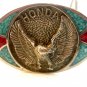 1980 Honda Silver Tone Turquoise & Coral Belt Buckle