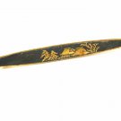 True Vintage Japanese Damascene Oval Bar Pin Brooch Signed 102914