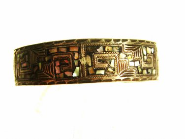 Vintage Mexican Sterling Silver & Abalone Cuff Bracelet Unbranded 62915