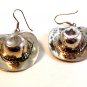 Vintage Sterling Silver Cowboy Hat Dangley Pierced Earrings
