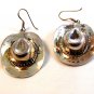 Vintage Sterling Silver Cowboy Hat Dangley Pierced Earrings