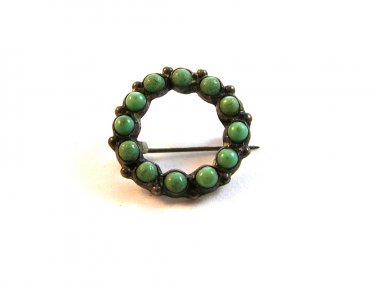 Vintage Signed EM Southwest Sterling & Turquoise Brooch