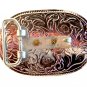 Vintage Silver Gold Tone Cowboy Hat & Pistol Western Belt Buckle