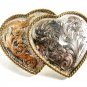 Western Sterling Plate 2 Hearts Belt Buckle by Montana Silversmiths 82814