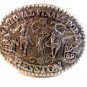 Vintage 1989 Mini National Finals Rodeo Steer Roping Belt Buckle by Hesston