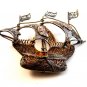 Vintage 800 Silver Spanish Galleon Enameled Cross Filigree Brooch