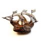 Vintage 800 Silver Spanish Galleon Enameled Cross Filigree Brooch