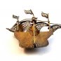 Vintage 800 Silver Spanish Galleon Enameled Cross Filigree Brooch
