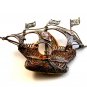 Vintage 800 Silver Spanish Galleon Enameled Cross Filigree Brooch