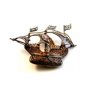 Vintage 800 Silver Spanish Galleon Enameled Cross Filigree Brooch