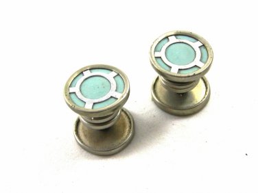 True Vintage Art Deco Persian Light Blue Snap Link Cufflinks Unmarked 101014