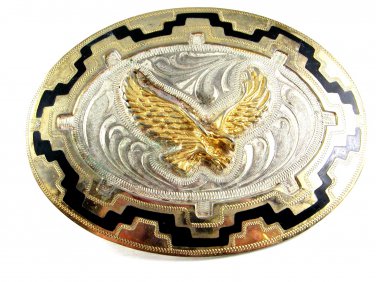 Vintage American Eagle in Flight Belt Buckle Silver Strike 11112013