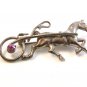 Vintage Sterling Silver Horse Racing Survey Brooch