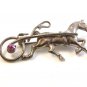 Vintage Sterling Silver Horse Racing Survey Brooch