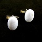 Silvertone & White Agate ? Cufflinks 1106201uul