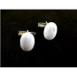 Silvertone & White Agate ? Cufflinks 1106201uul