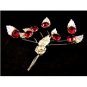 Vintage Sterling Silver & Huge Red Rhinestone Trimbler Brooch