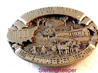 Vintage Siskiyou Mennonite Aid Plan MAP of the U.S. 100th Anniversary Belt Buckl