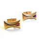 Vintage Gold Tone & Reddish Bluish Rhinestone ?? Cufflinks