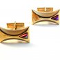 Vintage Gold Tone & Reddish Bluish Rhinestone ?? Cufflinks