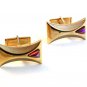 Vintage Gold Tone & Reddish Bluish Rhinestone ?? Cufflinks