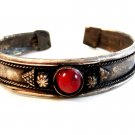Middle Eastern North African Tribal Silver Tone & Faux Carnelian Bracelet