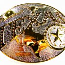 Vintage 2 Tone Texas Longhorn Map etc Belt Buckle Unbranded 62915