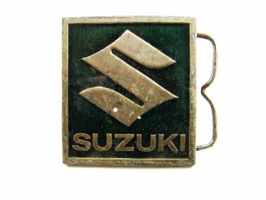 Vintage Suzuki S Enameled Green Belt Buckle Made In USA 093014