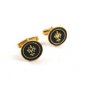 Goldtone & Black Fleur de Lis ??? Cufflinks 04212014 Unsigned