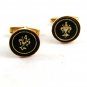 Goldtone & Black Fleur de Lis ??? Cufflinks 04212014 Unsigned