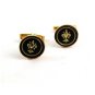Goldtone & Black Fleur de Lis ??? Cufflinks 04212014 Unsigned