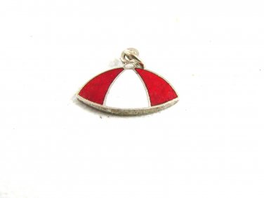 1960's Cap Beanie Hat Red & White Enamel Charm 61814