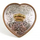 Ladies Western Sterling Silver Plate Heart Crown Belt Buckle