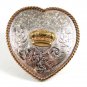 Ladies Western Sterling Silver Plate Heart Crown Belt Buckle