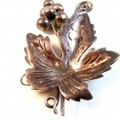 Vintage Sterling Silver Grapes Leaf Brooch