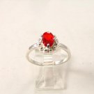 Vintage Sterling Silver & Red & Clear Czs Ring Sz 9