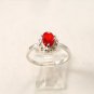 Vintage Sterling Silver & Red & Clear Czs Ring Sz 9