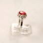 Vintage Sterling Silver & Red & Clear Czs Ring Sz 9