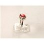 Vintage Sterling Silver & Red & Clear Czs Ring Sz 9