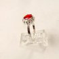 Vintage Sterling Silver & Red & Clear Czs Ring Sz 9