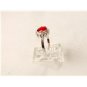 Vintage Sterling Silver & Red & Clear Czs Ring Sz 9